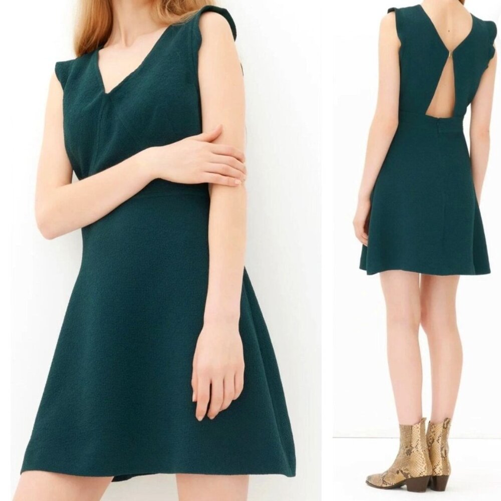 Sandro Paris mini a-line dark green dress L-Xl